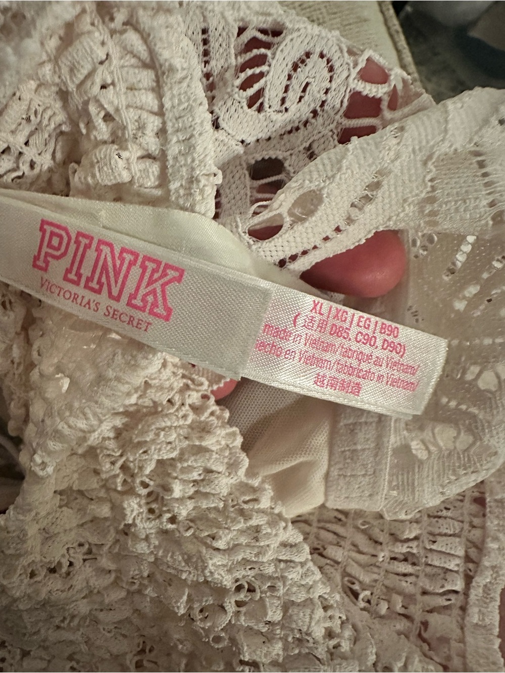 PINK Victoria's Secret White Lace Longline Bralette - Picture 7 of 7